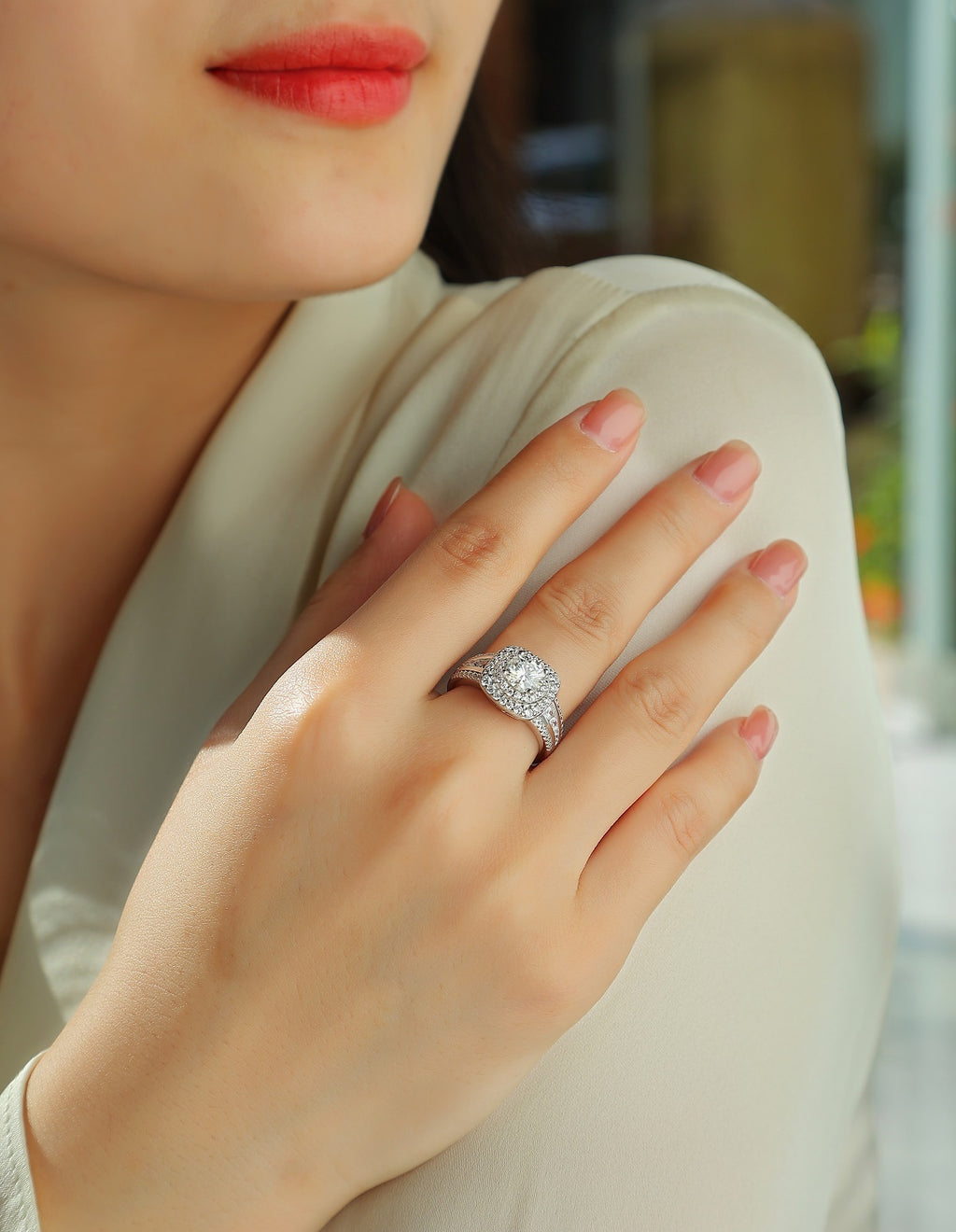 Silver and Diamond ring.