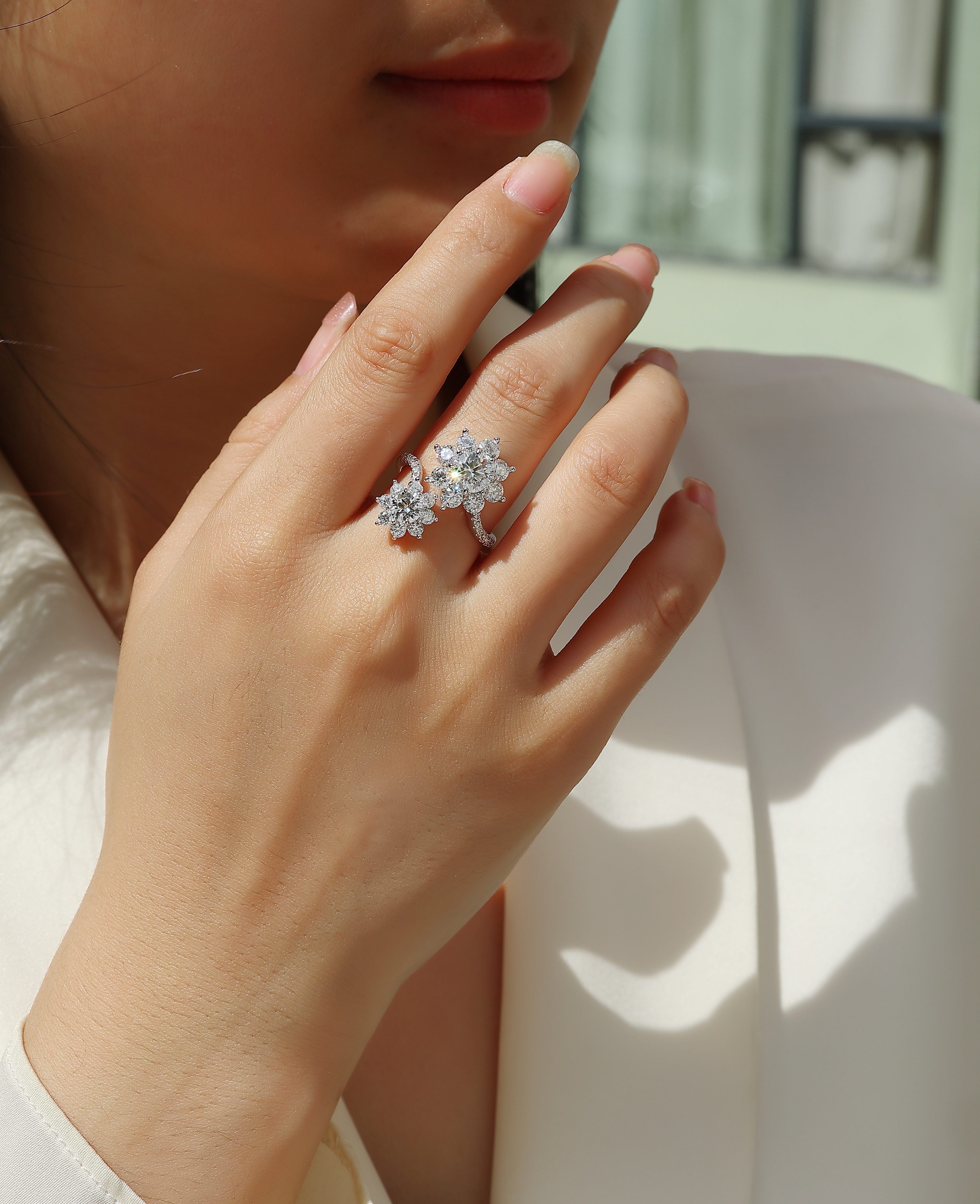 Petal Morning Dew - Sterling Silver And Diamond Ring